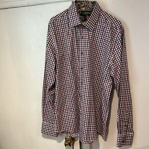 Inserch Icon Mens Size xl Button Down  Shirt Flip Cuff Jacquard Cotton.